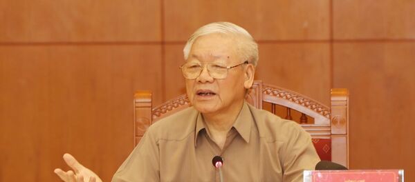 Tổng Bí thư, Chủ tịch nước Nguyễn Phú Trọng, Trưởng Ban Chỉ đạo phát biểu kết luận cuộc họp. - Sputnik Việt Nam