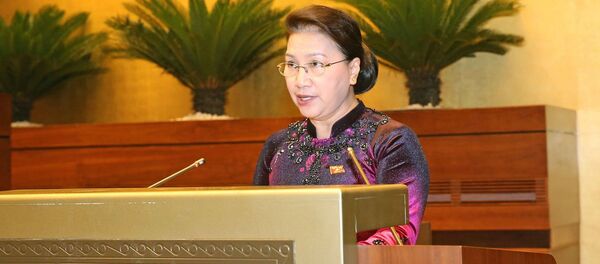 Chủ tịch Quốc hội Nguyễn Thị Kim Ngân, Chủ tịch Hội đồng bầu cử quốc gia phát biểu tại Lễ ra mắt Hội đồng bầu cử quốc gia. - Sputnik Việt Nam