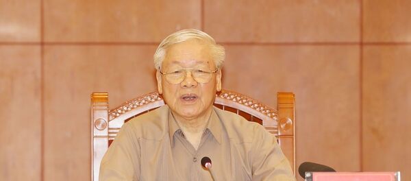 Tổng Bí thư, Chủ tịch nước Nguyễn Phú Trọng, Trưởng Ban Chỉ đạo phát biểu kết luận cuộc họp. - Sputnik Việt Nam