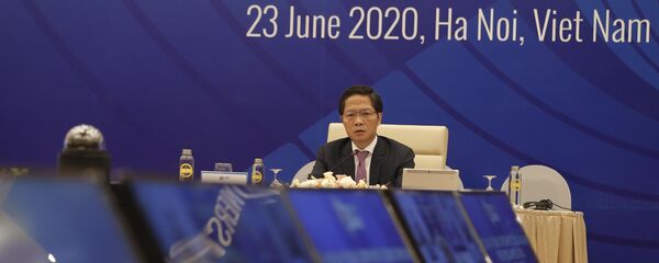 Bộ trưởng Bộ Công Thương Trần Tuấn Anh chủ trì Hội nghị trực tuyến Bộ trưởng RCEP giữa kỳ lần thứ 10.  - Sputnik Việt Nam